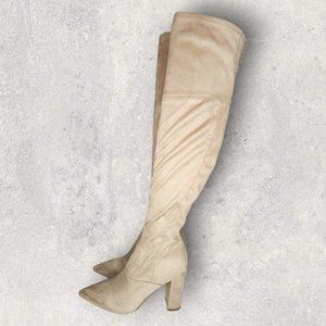 Marc Fisher Dark Natural Glorya Over the Knee Boot- Faux Suede - Size 6M- NWT